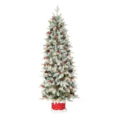 5ft. Pre-Lit Snowberry Pine Artificial Christmas Half Tree, Clear Lights