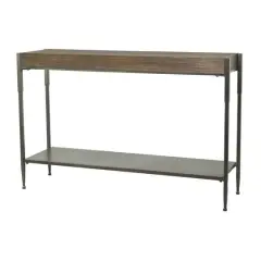 49" Brown Metal Industrial Console Table