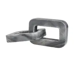 9.75" Gray Marble Geometric 2-Link Chain Sculpture D&eacute;cor