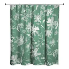 Floral Pattern Shower Curtain Green