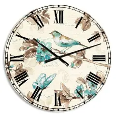 Designart 'Beige Bird Wings Traditional Wall Clock