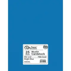 PA Paper&trade; Accents Muslin 8.5" x 11" 73lb. Cardstock, 25 Sheets Bright Blue