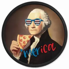 20" Round Pizza George Framed Print Black