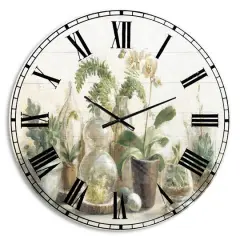 Designart 'Greenhouse Orchids Farmhouse Wall Clock