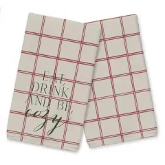 Be Cozy Red and Cream Check Tea Towel - Set of 2