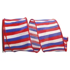 The Ribbon Roll 2.5" x 10yd. Wired Patriotic Stripes Ribbon