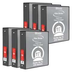 BAZIC&reg; 3 Ring View Binder with Pockets, 6ct. Black