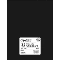 PA Paper&trade; Accents Black 8.5" x 11" Heavyweight Chipboard, 25 Sheets