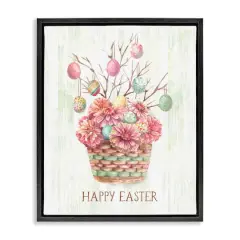 Stupell Industries Happy Easter Bouquet Floater Framed Art Black