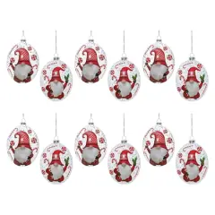 Peppermint Gnome Glass Disc Ornament Set
