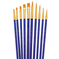 Royal & Langnickel&reg; Golden Taklon 10 Piece Brush Set, Shaders & Rounds