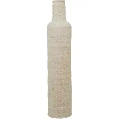 White Bamboo Tall Woven Floor Vase 9" x 9" x 39"