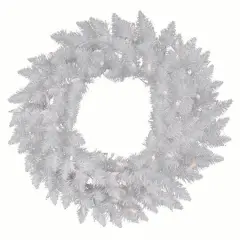60" Sparkle White Spruce Wreath, Warm White LED Lights