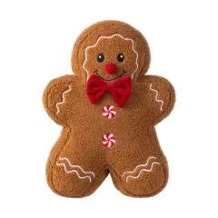 Glitzhome&reg; 15"H Christmas Gingerbread Man Shaped Pillow