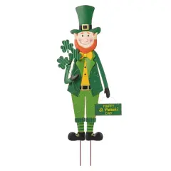 Glitzhome&reg; 36" St. Patrick's Metal Leprechaun yard stake or Standing Decor or Wall Decor