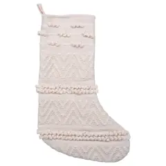Hello Honey&reg; 21" Cream Woven Cotton Blend Stocking
