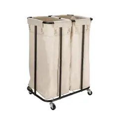 Household Essentials 2-Bag Rolling Laundry Sorter Natural