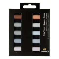 Rembrandt 10 Color Half Stick Soft Pastel Set Gray Tones