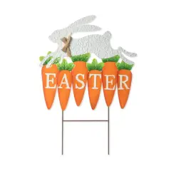 Glitzhome&reg; 24" Metal Bunny & Easter Carrots Yard Stake