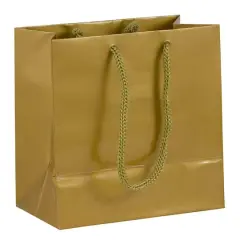 JAM Paper Small Gold Glossy Square Gift Bags, 3ct.