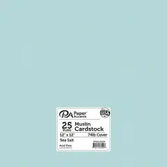 PA Paper&trade; Accents Muslin 12" x 12" 74lb. Cardstock, 25 Sheets Sea Salt