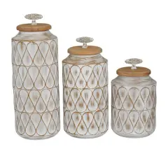 Brown Traditional Decorative Jars, Set of 3" 16", 13", 10"