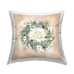 Stupell Industries Joy to the World Pine Wreath Throw Pillow