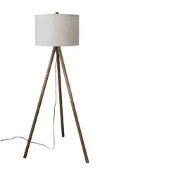 Hello Honey&reg; 5ft. Modern Wood Tripod Floor Lamp with Fabric Shade