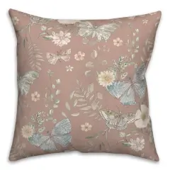 Butterflies Throw Pillow Maroon