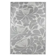 Gray & Off-White Floral Rectangular Outdoor Area Rug, 4ft. x 6ft.