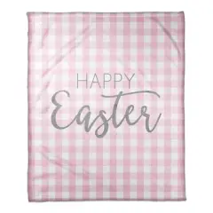 Happy Easter Pink Buffalo Check Throw Blanket