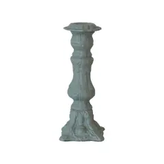 Hello Honey&reg; 8" Green Embossed Cast Aluminum Taper Candleholder
