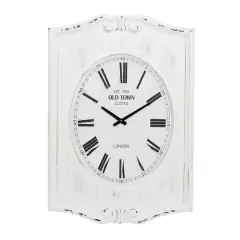 White Wood Farmhouse Wall Clock, 31" x 22" x 4"