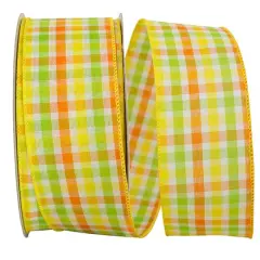 Reliant 2.5" x 50yd. Wired Yellow Everyday Plaid Ribbon