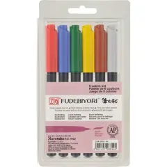 ZIG&reg; Fudebiyori&trade; Brush Pen 6 Color Set