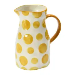 Hello Honey&reg; 8.2" White & Yellow Stoneware Pitcher