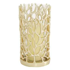 Gold Aluminum Coastal Candle Holder, 10" x 5" x 5"