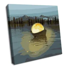 Ideyka Moon Boat with Metallic Painting by Numbers Kit