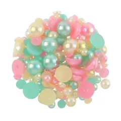 Turquoise, Ivory & Pink Aurora Borealis Plastic Flatback Pearl Mix, 5100ct. by Bead Landing&trade;