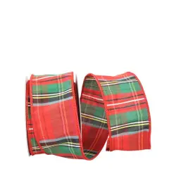 JAM Paper 2.5" x 10yd. Wired Alford Plaid Ribbon