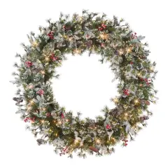 48" Pre-Lit Glittery Wreath
