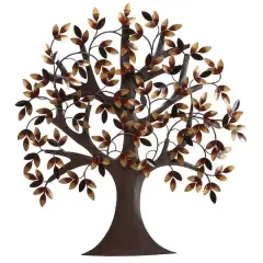 Traditional Brown Metal Tree Wall Accent