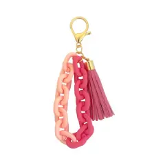 Blue Moon Studio&trade; Pink Chain Link Bag Charm with Tassel