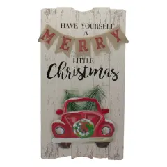 24" Lighted Merry Little Christmas Vintage Red Truck Wall Sign