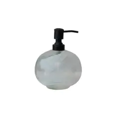 Hello Honey&reg; White & Black Marbled Glass Soap Dispenser with Pump