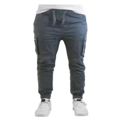 Galaxy by Harvic Slim Fit Cotton Stretch Twill Men's Cargo Joggers Grey