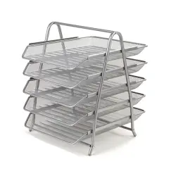 Mind Reader Desk Organizer with 5 Sliding Trays Silver