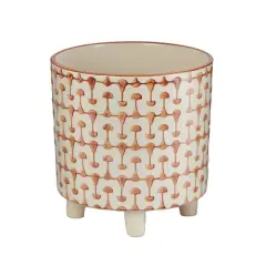 Hello Honey&reg; 8" Footed Stoneware Planter with Abstract Print Rust