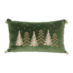20" x 12" Green Embroidered Trees Lumbar Throw Pillow by Ashland&reg;