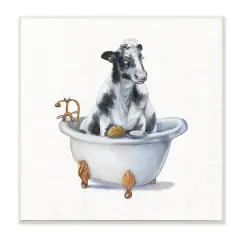 Stupell Industries Dairy Cow in Bathtub Country Farm Animal,12" x 12"